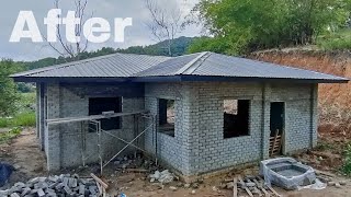 Proses pembinaan rumah bajet menggunakan tiang besi square tube [upl. by Ahseiym]