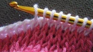 How To Crochet Tunisian Simple Stitch and Knit Stitch [upl. by Aihsar]