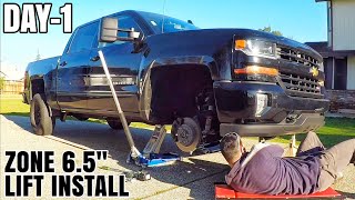 Day1 2017 Silverado 65quot Lift install Chevy 1500 Driveway Project [upl. by Marih]