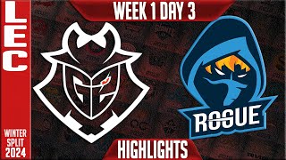 G2 vs RGE Highlights  LEC Winter 2024 Week 1 Day 3  G2 Esports vs Rogue [upl. by Anipsed]