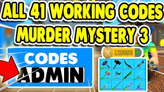 ROBLOX MURDER MYSTERY 3 ALL 41 CODES 2020 [upl. by Ecidnarb870]