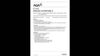 OFFICIAL JUNE 2024 AQA A LEVEL ENGLISH LITERATURE A 77122B PAPER 2B TEXTS IN SHARED CONTEXTS MODERN [upl. by Larson]