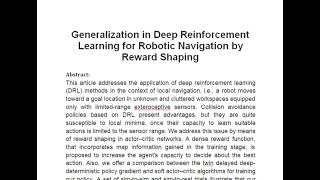 Generalization in Deep Reinforcement Learning for Robotic Navigation by Reward Shaping [upl. by Ruhtra429]