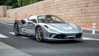 Ferrari F8 Spider Driving on the Road in Monaco [upl. by Esir]