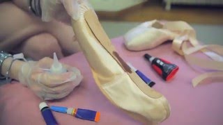 Pointe Shoes How to glue pointe shoes Jet Glue your pointe shoes [upl. by Paget]