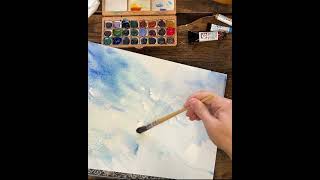 Cold winter blue watercolor wash loosewatercolor watercolorpainting bluepainting [upl. by Perretta528]