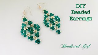 Bicone Earrings  How to make Beaded earrings [upl. by Bick]