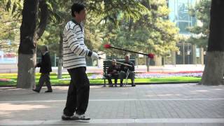 Flower Sticks Chinese Traditional Sport Juggling Devil sticks 打花棍 [upl. by Korfonta]