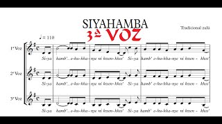 SIYAHAMBA a tres voces voz 3 destacada Partitura [upl. by Nednarb]