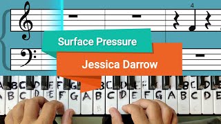 Surface Pressure Jessica Darrow piano essentials for beginner cover song [upl. by Head]