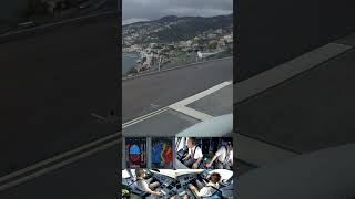 Funchal Madeira FNC  lineup for takeoff on runway 05  Airbus A320  Cockpit views  shorts [upl. by Amadeo]