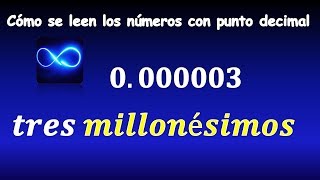 03 Números decimales ¿Cómo se leen diezmilésimos cienmilésimos millonésimos [upl. by Ydnik]