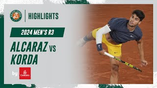 Alcaraz vs Korda Round 3 Highlights  RolandGarros 2024 [upl. by Thisbee451]