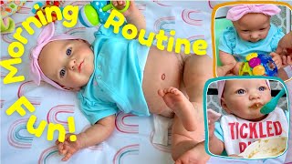 Reborn Morning Routine Playing Feeding amp Changing Baby Skyas Dirty Diaper [upl. by Ppilihp]