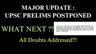 UPSC PRELIMS 2024 POSTPONED  UnderStand the Logical Way Ahead  All Doubts Resolved with Satyam [upl. by Nymzaj]