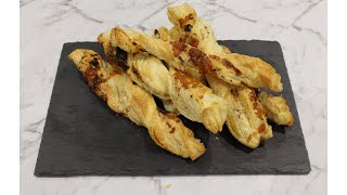 SUPER EASY CHEESE TWIST PUFF PASTRY CHEESE TWIST CHEESE STRAWS [upl. by Fridlund]