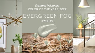 Decorate with Evergreen Fog Sherwin Williams 2022 Color of the Year  Review Swatch amp DIY  SW9130 [upl. by Onibas]