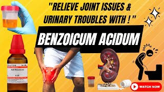 relieve joint pain amp urinary troubles with benzoicum acidum homeopathicmedicine bhmsmateriamedica [upl. by Anirac299]