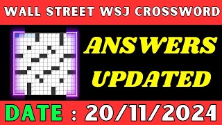 Wall Street WSJ Crossword Clue Answers for Nov 20 2024  Solved [upl. by Marianna]