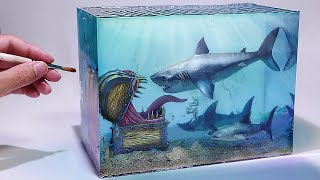 How To Make Underwater Mimic and Sharks Diorama [upl. by Presber]