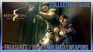 Resident Evil 5  Treasures  BSAA Emblems  Weapons  Collectible Guide [upl. by Fabozzi]