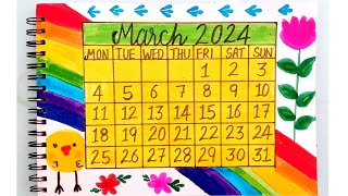 DIY March CALENDAR 📆 Bullet Journal  Decoration Organization Ideas ✨✨March Month Calendar 📆🗓️ [upl. by Whall]