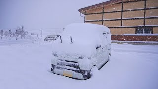 CAR CAMPING in heavy snow Spending the winter night alone in a small van [upl. by Vasyuta516]