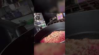 Cooking the ground beef  Tater tot casserole [upl. by Barny]