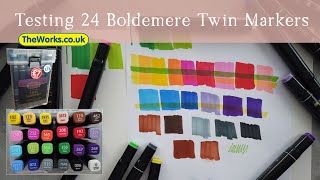 Testing 24 Twin Markers from The Works alcohol based ink markers [upl. by Finer]