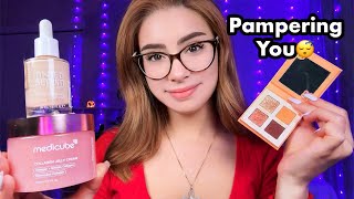 ASMR Pampering You to Sleep 😴 Makeup Skincare Hair Brushing  Personal Attention Roleplay ✿ [upl. by Ikuy]