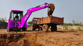 JCB 3dx Backhoe Loading Mud in Mahindra and sawraj tractor JCB miti khudai JCB video jcb jcbvideo [upl. by Litt]