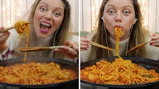 ASMR ITALIAN SPAGHETTI PASTA KITCHEN SOUND  EATING SOUND WHISPERING [upl. by Netsrek]