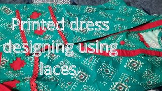 Printed dress designing using lacesPrinted suits lace design Printed suits design new 2024 [upl. by Anertac]