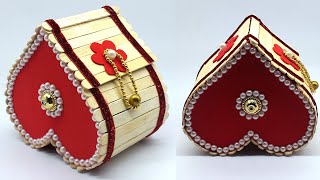 DIY Jewellery Box made from Popsicle Sticks  Handmade Jewellery Box  Icecream Stick Crafts [upl. by Alvord]