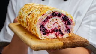 How easy it is to make meringue roulade with black currant An ideal dessert [upl. by Nediarb]