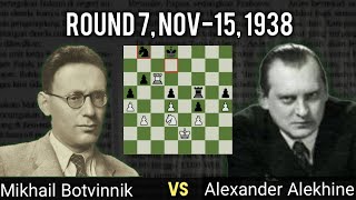 Mikhail Botvinnik vs Alexander Alekhine  The Netherlands round 7 Nov15 1938  AVRO [upl. by Eelinnej]