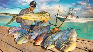 One Day Every Prized Florida Keys Species  Lobster Snapper Grouper Mahi Tuna Bay Boat Frenzy [upl. by Suiradal28]