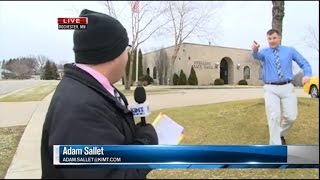 Watch a Bank Robber Interrupt This News Reporter During Live Broadcast [upl. by Elamef]