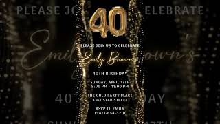 40th Birthday Party Video Invitation  40th Birthday Invitation Ideas [upl. by Akihsal]