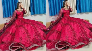 Wedding lehenga cutting and stitching DIY lehenga long dress crop top lehenga bridal lehenga [upl. by Shu]