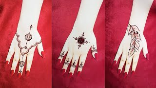 Three amazing amp unique mehndi designs for back hands  easy stylish mehandi designs for beginners [upl. by Amyaj599]