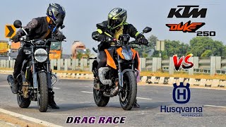 2024 Duke 250 BS7 Vs Hasqvarna Svartpilen 250  Drag Race  Race Till Thier Potential [upl. by Benisch]