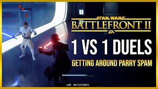 Battlefront 2 Lightsaber Duels  How To Beat PARRY Spammers  Battlefront 2 Gameplay [upl. by Eserehs877]