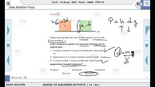 10 Sınıf Fizik  Basınç ve Kaldırma Kuvveti  2 🔩 [upl. by Maureene140]