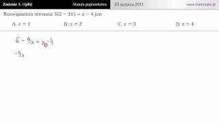 1 Rozwiąż równanie matura poprawkowa z matematyki 2011 [upl. by Rollo25]