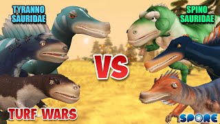 Tyrannosauridae vs Spinosauridae Turf War  Tyrannosauridae vs Spinosauridae S1  SPORE [upl. by Rosenkrantz]