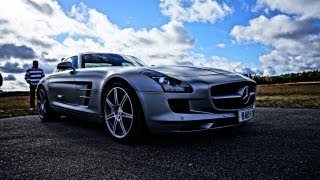 MercedesBenz SLS AMG on track  drag race startup V8 sound overview [upl. by Neelrad]