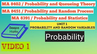 Probability  Unit 1  Probability and Random Variables [upl. by Wiencke]