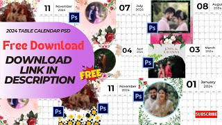 2024 Table Calendar PSD l Free Download l Photoshop l Calendar Design l New Year PSD l JNK Studio [upl. by Butterfield19]