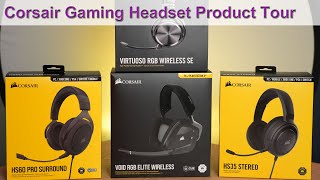 Corsair Gaming Headset Comparo w Mic Tests  HS35 HS60 Pro Void Elite Wireless and Virtuoso SE [upl. by Neggem]